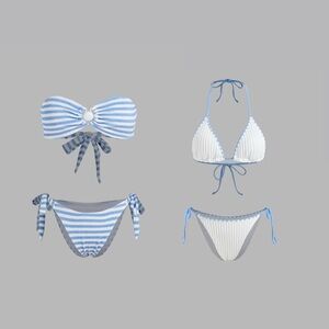 2 cider Blue and White Striped Bikini Sets Xxs/xs both fit like xs